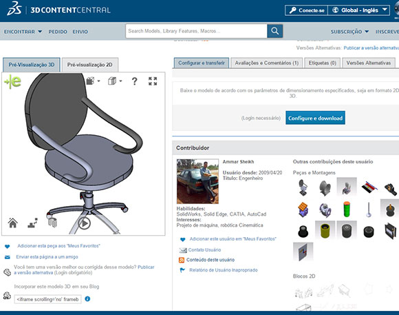 3D ContentCentral tem produtos completos como esta cadeira